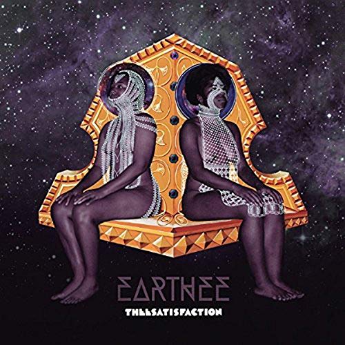 Album cover for Theesatisfaction’s “Earthee” featuring two figures on a golden chair.