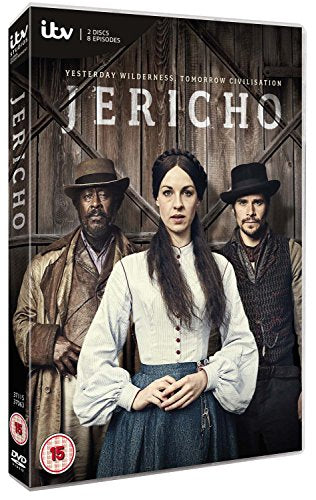 DVD case for "Jericho" with three people standing in front of a wooden wall.