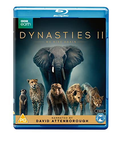 Dynasties II" Blu-ray cover featuring an elephant and other animals.
