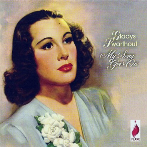 "CD cover featuring a portrait of Gladys Swarthout in a light blue dress."