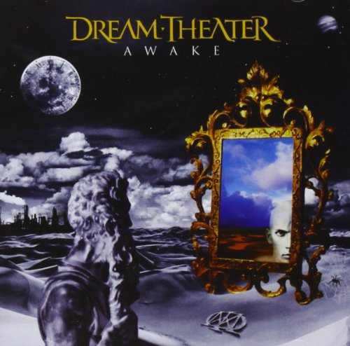 "Dream Theater Awake CD cover featuring surreal artwork with a man and ornate mirror."