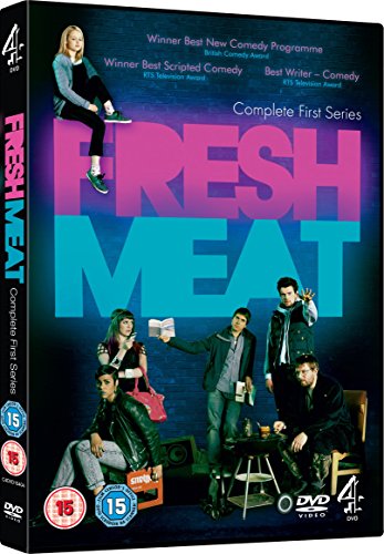 DVD cover for "Fresh Meat" series one, featuring five young adults.