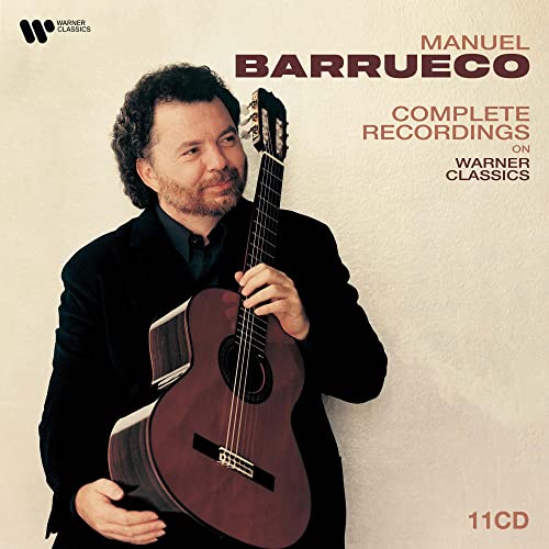 Manuel Barrueco holding a classical guitar, album cover for Warner Classics.