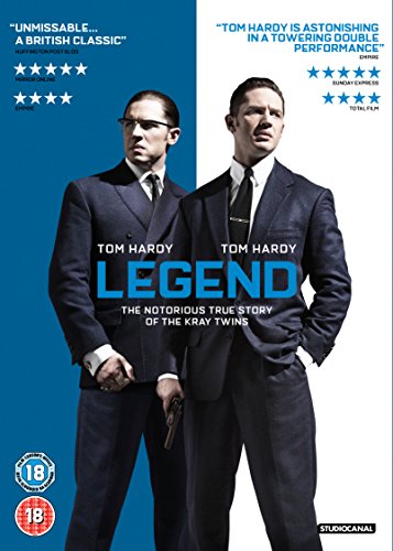 DVD cover for “Legend” featuring Tom Hardy in a dual role as the Kray twins.