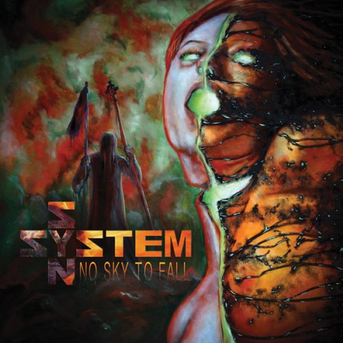 "Album cover with a distorted woman's face and a hooded figure in the background."