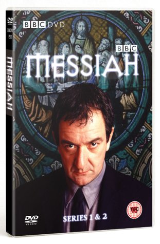DVD case for "Messiah Series 1 & 2" with a man in a suit.