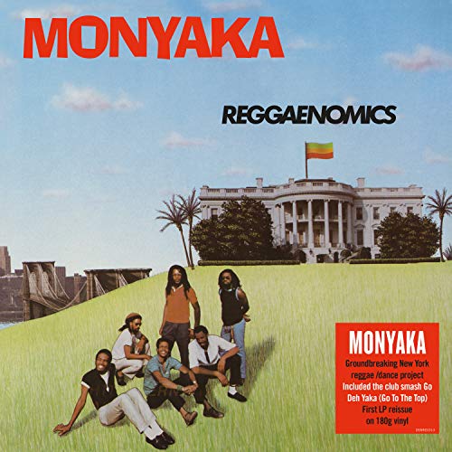 Album cover for Monyaka’s “Reggaenomics” featuring a group and the White House.