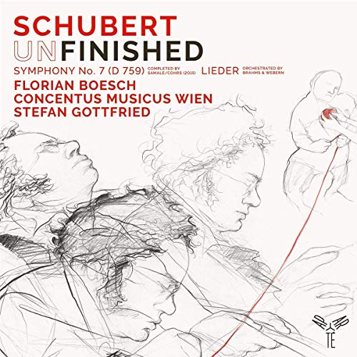 CD cover for Schubert’s “Unfinished” symphony with sketched portraiture.