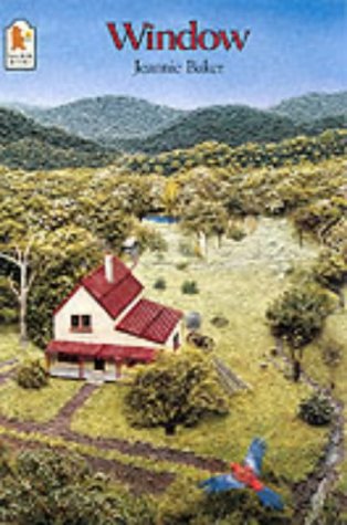 "Book cover of 'Window' by Jeannie Baker, featuring a house in a rural landscape."
