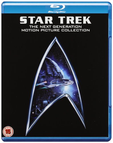 Blu-ray cover for Star Trek The Next Generation Movie Collection featuring a Starfleet insignia.