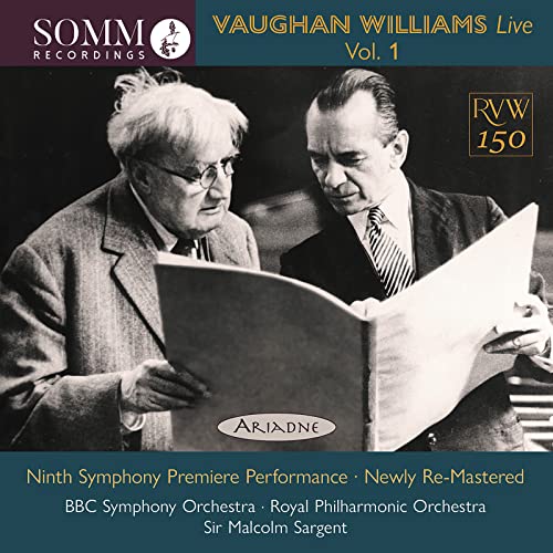 Black and white photo of Ralph Vaughan Williams and Sir Malcolm Sargent reading music.
