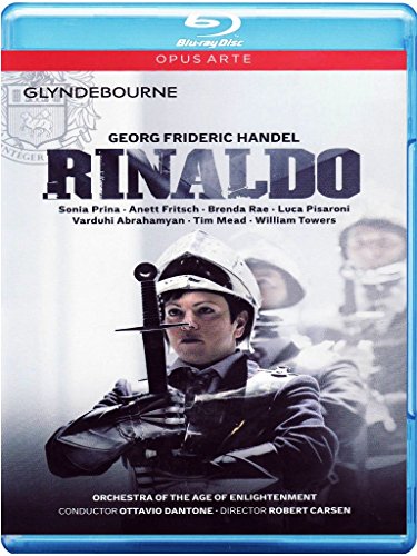 Blue-ray case cover with a man holding a sword, titled "Handel: Rinaldo".