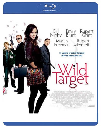 Blu-ray cover for "Wild Target" featuring Bill Nighy, Emily Blunt, and Rupert Grint.