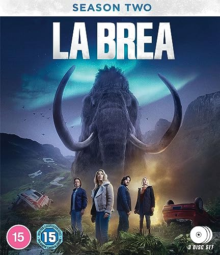 Blu-ray cover art for La Brea Season 2 featuring a mammoth and four people.