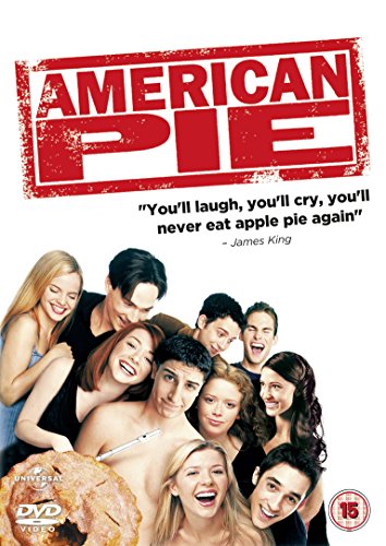 American Pie" DVD cover featuring a group of young adults and pie.