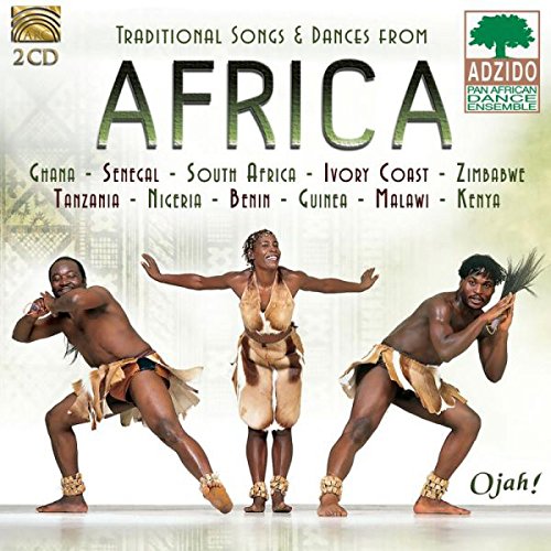 "CD cover featuring three African dancers in traditional attire, with 'Africa' title prominently displayed."