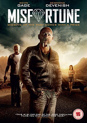 DVD cover for "Misfortune" featuring three people in a desert landscape.