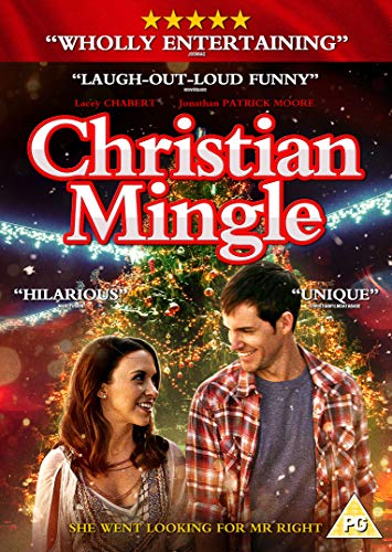 DVD cover for "Christian Mingle" featuring a couple smiling amidst lights.