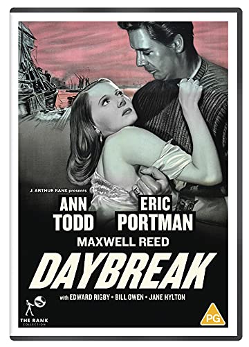 DVD cover for "Daybreak" featuring a man holding a distressed woman, with wreckage in the background.
