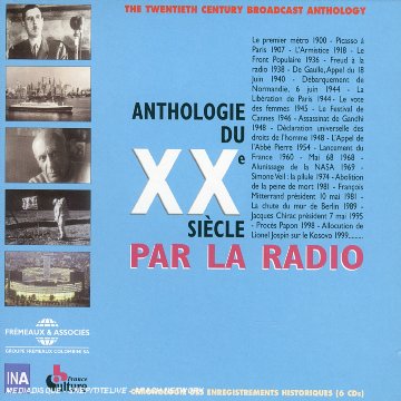 Blue CD case cover for “Anthologie Du Siecle Par La Radio” with portraits.