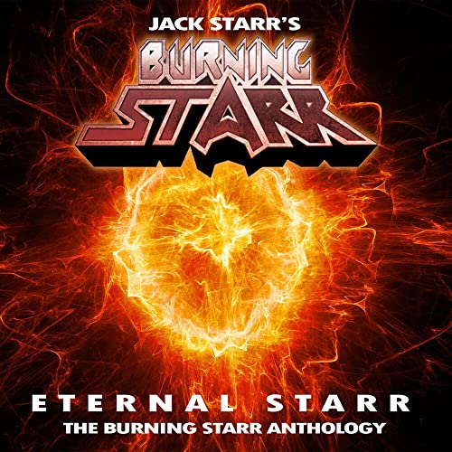 CD cover for Jack Starr’s Burning Starr anthology, fiery design.