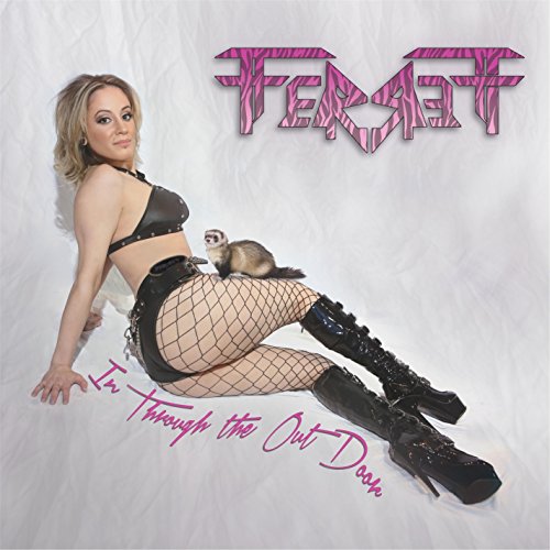 Album cover featuring a woman, fishnet stockings, and a ferret.