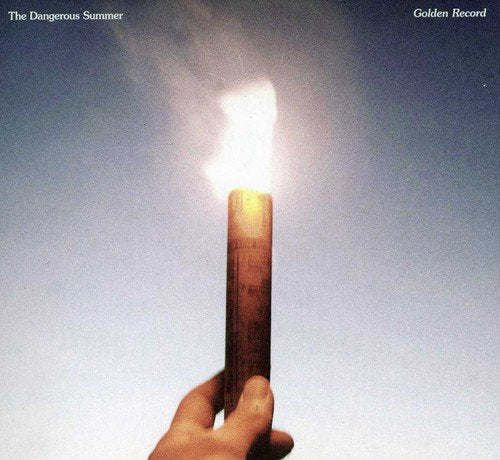 "Album cover featuring a hand holding a lit candle against a gradient blue background."