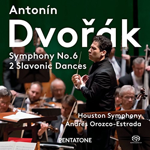 Conductor leading an orchestra on a CD cover with green background and white text.