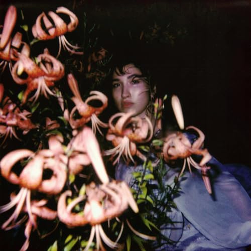 Woman surrounded by orange lilies, portrait for Shirley Hurt vinyl album.