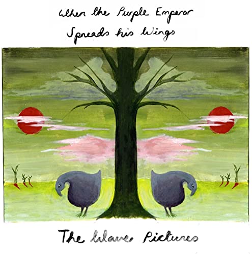 Album cover: painted tree, birds, and red suns on a green and pink background.