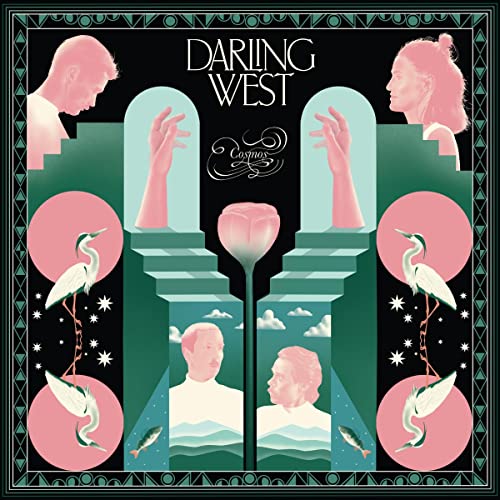 CD cover for Darling West’s “Cosmos” featuring surreal, illustrated figures.