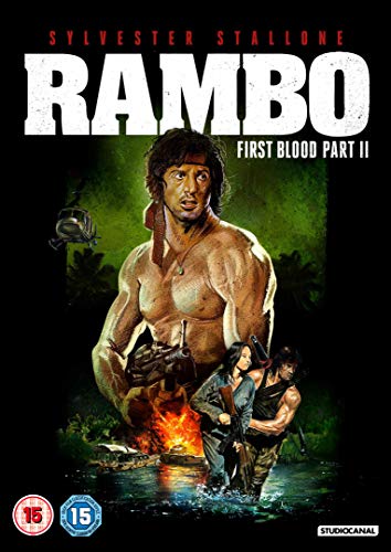 DVD cover featuring Sylvester Stallone as Rambo, holding a bow and arrow, with a burning scene.