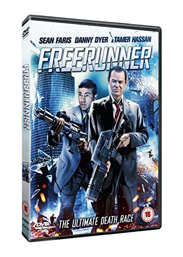 DVD cover for Freerunner featuring two men in suits holding large weapons.