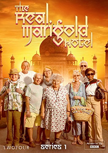 DVD cover for "The Real Marigold Hotel" featuring a group of seniors.