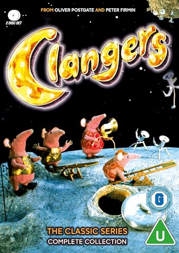 DVD cover showing pink Clanger characters on a moonscape with the show title above.