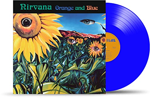 Nirvana “Orange and Blue” vinyl record with sunflower and eye artwork.