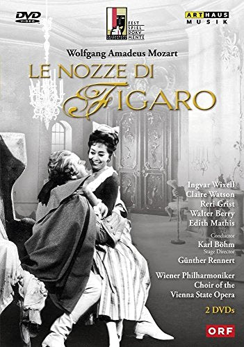 DVD cover for Mozart's "Le Nozze Di Figaro" with a black-and-white image.