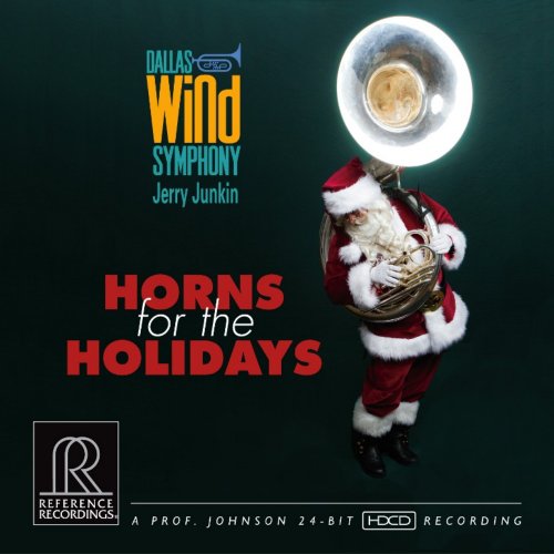 CD cover: Santa Claus playing a tuba with brass instruments, holiday theme.