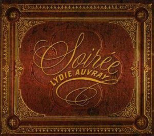 "Lydie Auvray - Soiree" CD cover with ornate gold text on a red background.