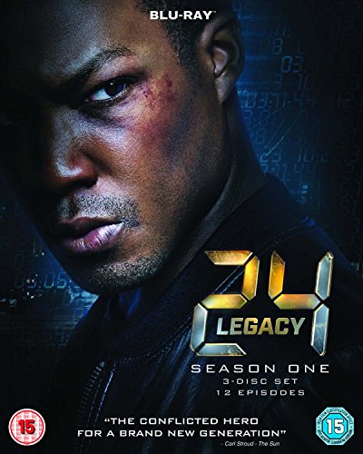 "Blu-ray cover featuring a man with bruises, titled '24: Legacy Season One'."