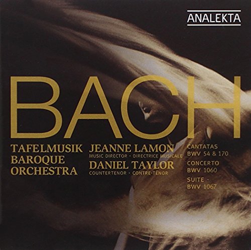 CD cover for Bach cantatas featuring gold text and a blurred face.