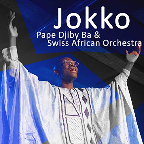 "CD cover with man in white robe, raised arms, and blue background."