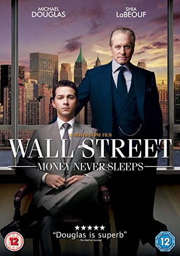 DVD cover for "Wall Street 2: Money Never Sleeps" featuring Michael Douglas and Shia LaBeouf.