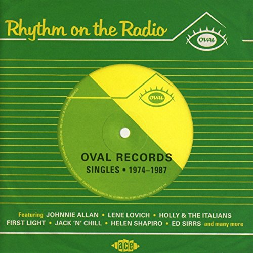 CD cover for “Rhythm on the Radio” compilation, featuring a record label design.