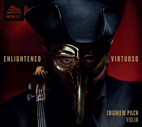 Man in plague doctor mask holding a violin, CD cover.