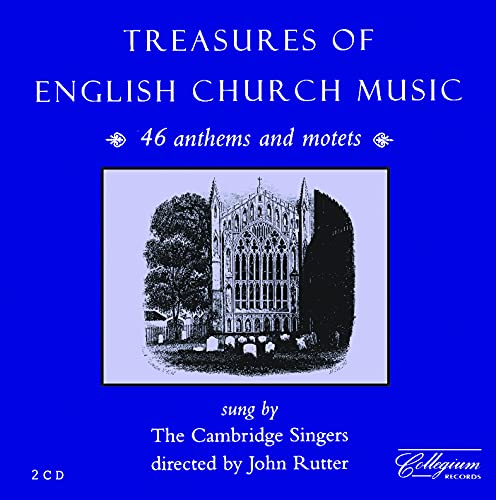 CD cover for “Treasures of English Church Music” featuring a cathedral.