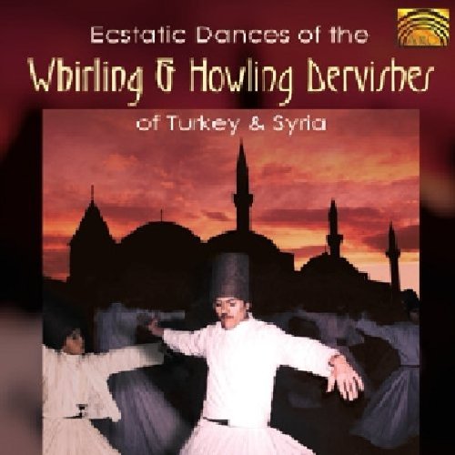 CD cover featuring dervishes dancing in white robes against a mosque silhouette at sunset.
