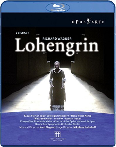 Blu-ray cover for Wagner’s opera *Lohengrin* featuring a woman in a long dress.