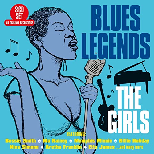 CD cover for "Blues Legends - The Girls" featuring a singer and microphone.