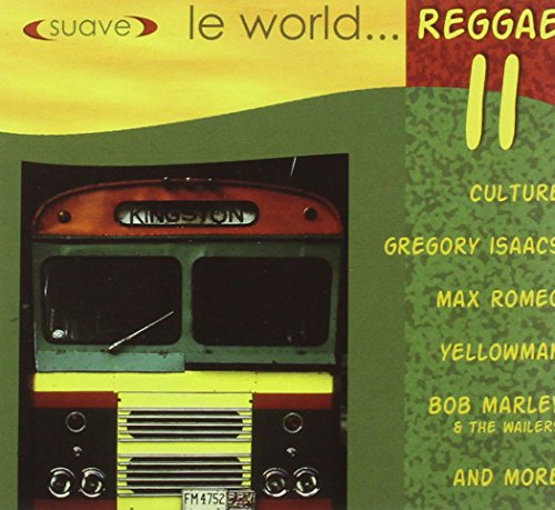 "Album cover with a bus image, yellow and green background, and artist names listed."